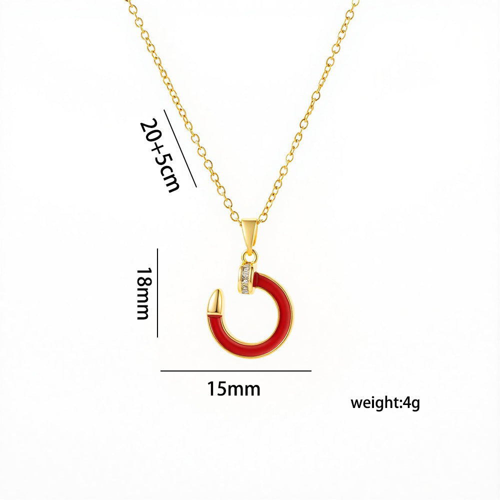 Collar de acero de titanio chapado en oro de 18 quilates, geométrico irregular, de lujo ligero para mujer con colgante de cobre