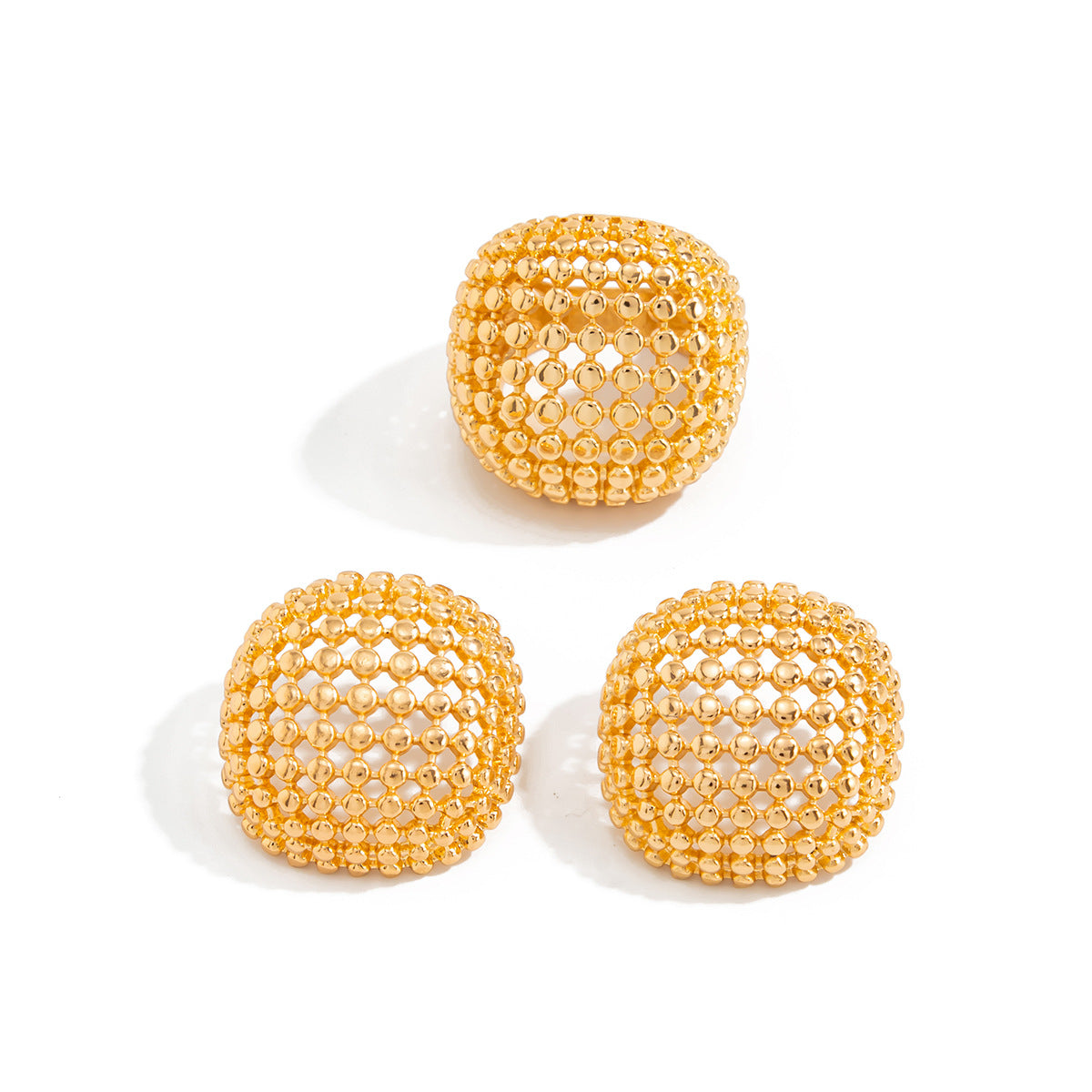 Luxury Elegant Geometric Round Plated Alloy Ring Set for Women