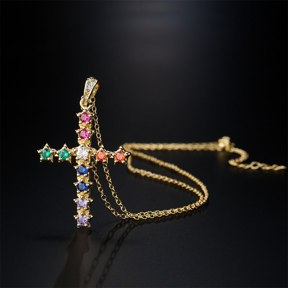 Minimalist Star-Shaped Zirconia Pendant Necklace in Copper with 18K Gold Plating for Women