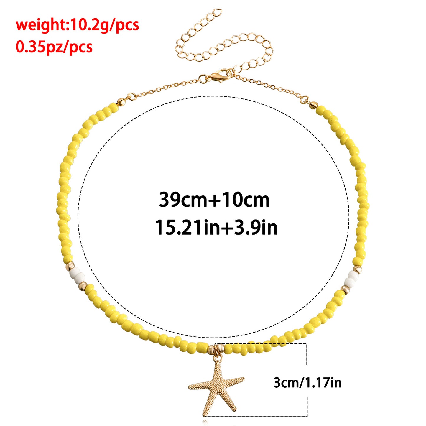 Bohemian Style Large Beaded Necklace for Women with Star Charms and Geometric Design in Alloy with Plated Finish