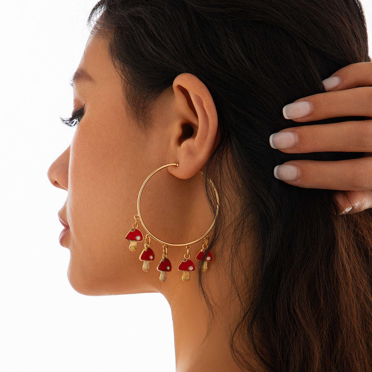 Punk Drip Oil Plated Alloy Cherry Earrings for Women