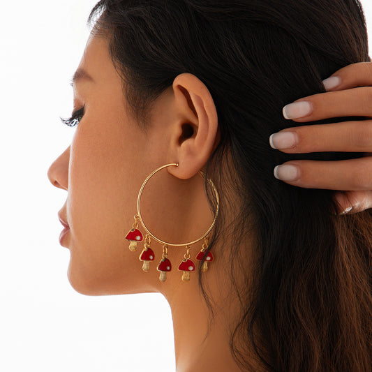 Punk Drip Oil Plated Alloy Cherry Earrings for Women