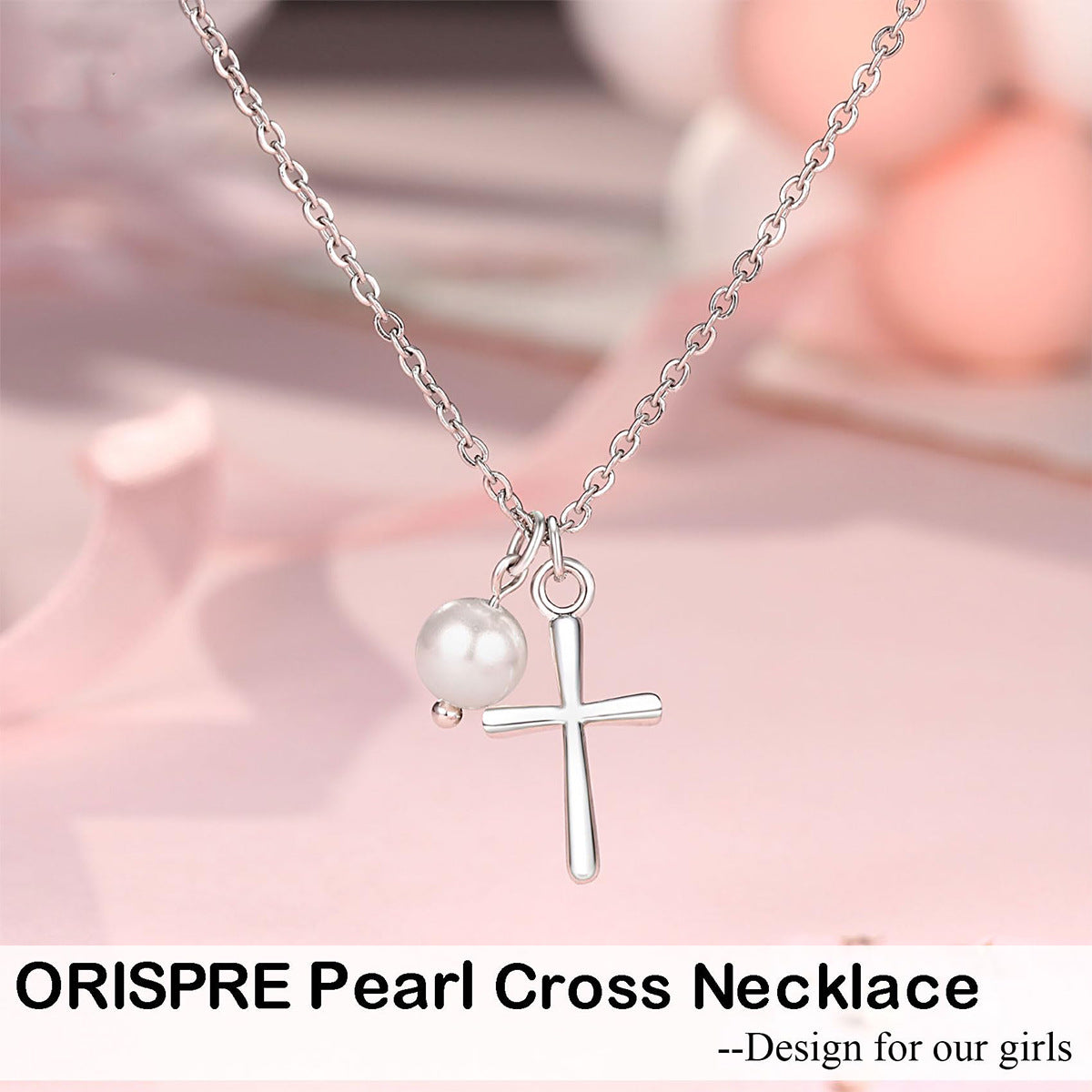 Minimalist Cross Zinc Alloy Plated Pendant Necklace with Curb Chain for Unisex