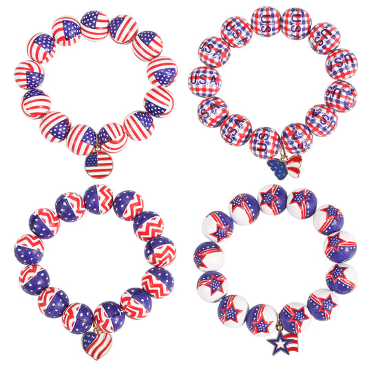Bracciale unisex in legno con perline e fantasia a fumetto