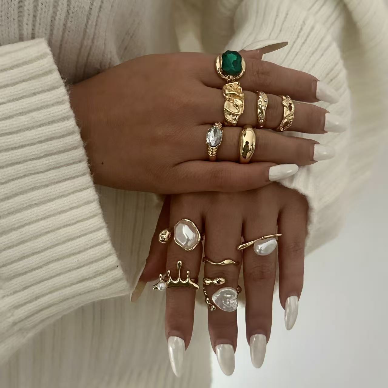 Anello da donna in lega placcata con texture geometrica irregolare
