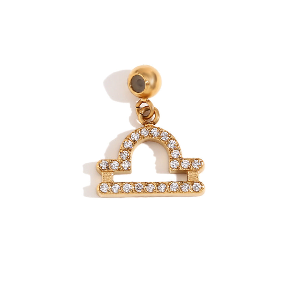 Collana da Donna Minimalista con Pendente Zodiacale in Acciaio Inossidabile con Placcatura in Oro 18 carati, Stile Acciaio al Titanio