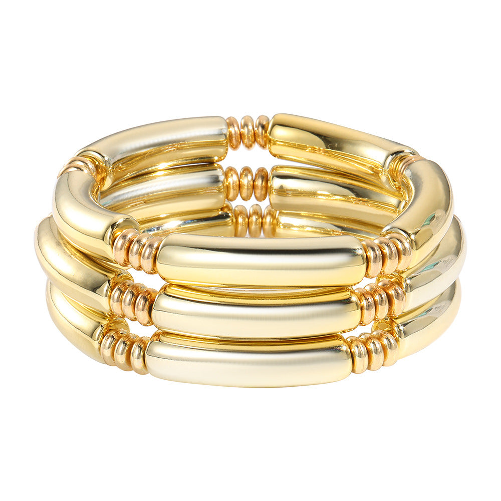 Geometric CCB Beaded Bamboo Bracelet Set for Women