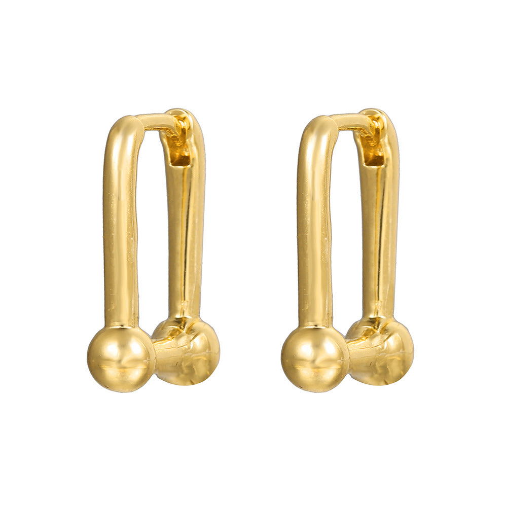 Minimalist Round Geometric Brass Plated Earrings