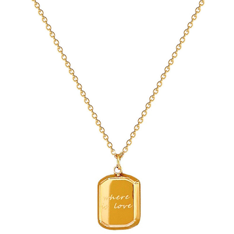 Minimalist Titanium Steel Geometric Square Pendant Necklace Collar Chain Unisex