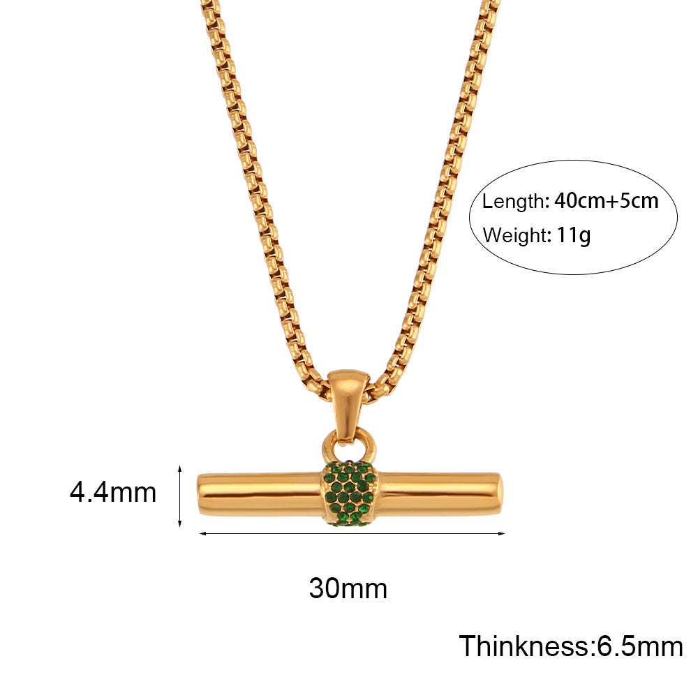 Collana con Ciondolo a Barra Geometrica Minimalista in Acciaio Inox con Placcatura in Oro 18K