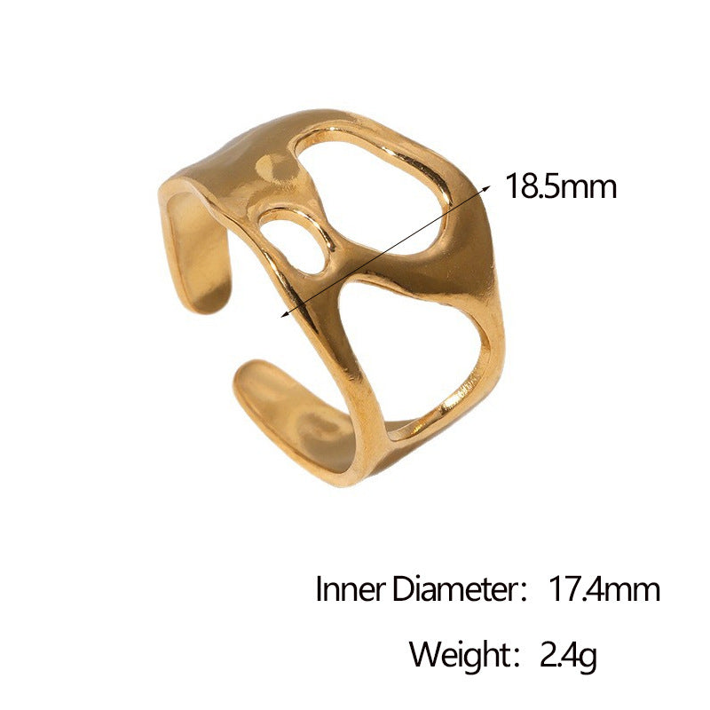 Minimalist Geometric Stainless Steel Adjustable Open Ring with Plated Finish for Women