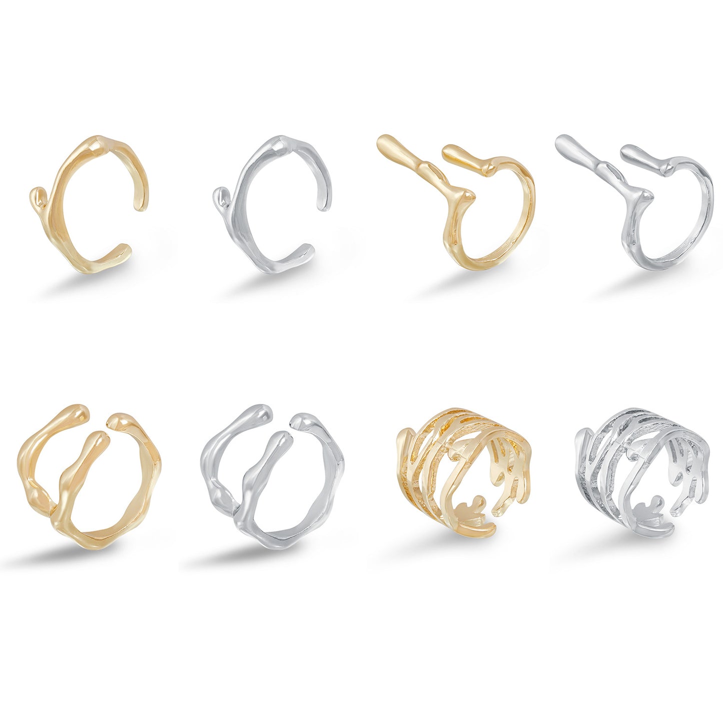 Fashion Geometric Plated Adjustable Open Ring for Women