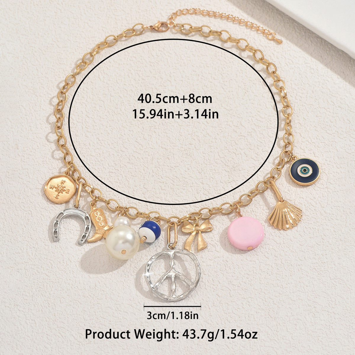 Geometric Rhombus Pearl Pendant Long Necklace for Women with Alloy Chain in Fashion Commuter Style