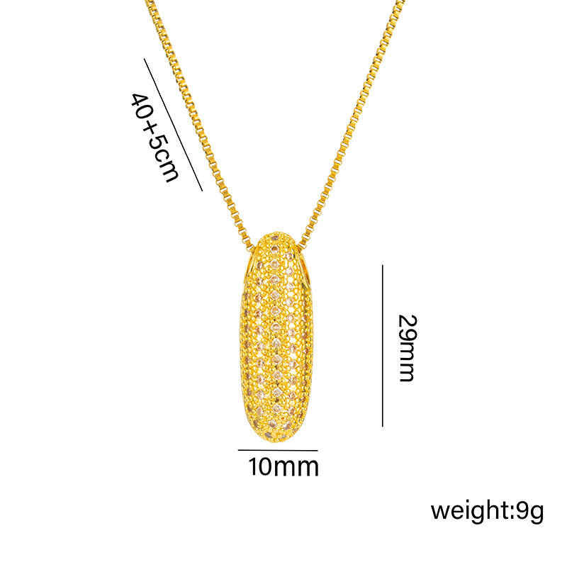 Collana da donna in acciaio al titanio a forma di lettera alla moda con intarsio in strass, design a catena a scatola