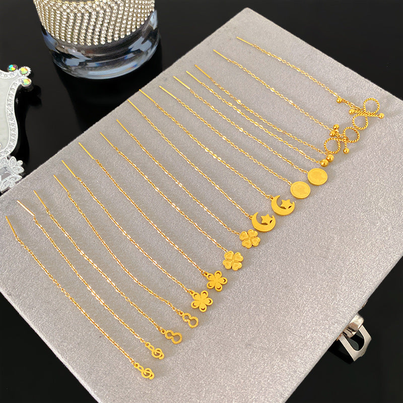 Minimalist Elegant Floral Titanium Steel Drop Earrings for Women