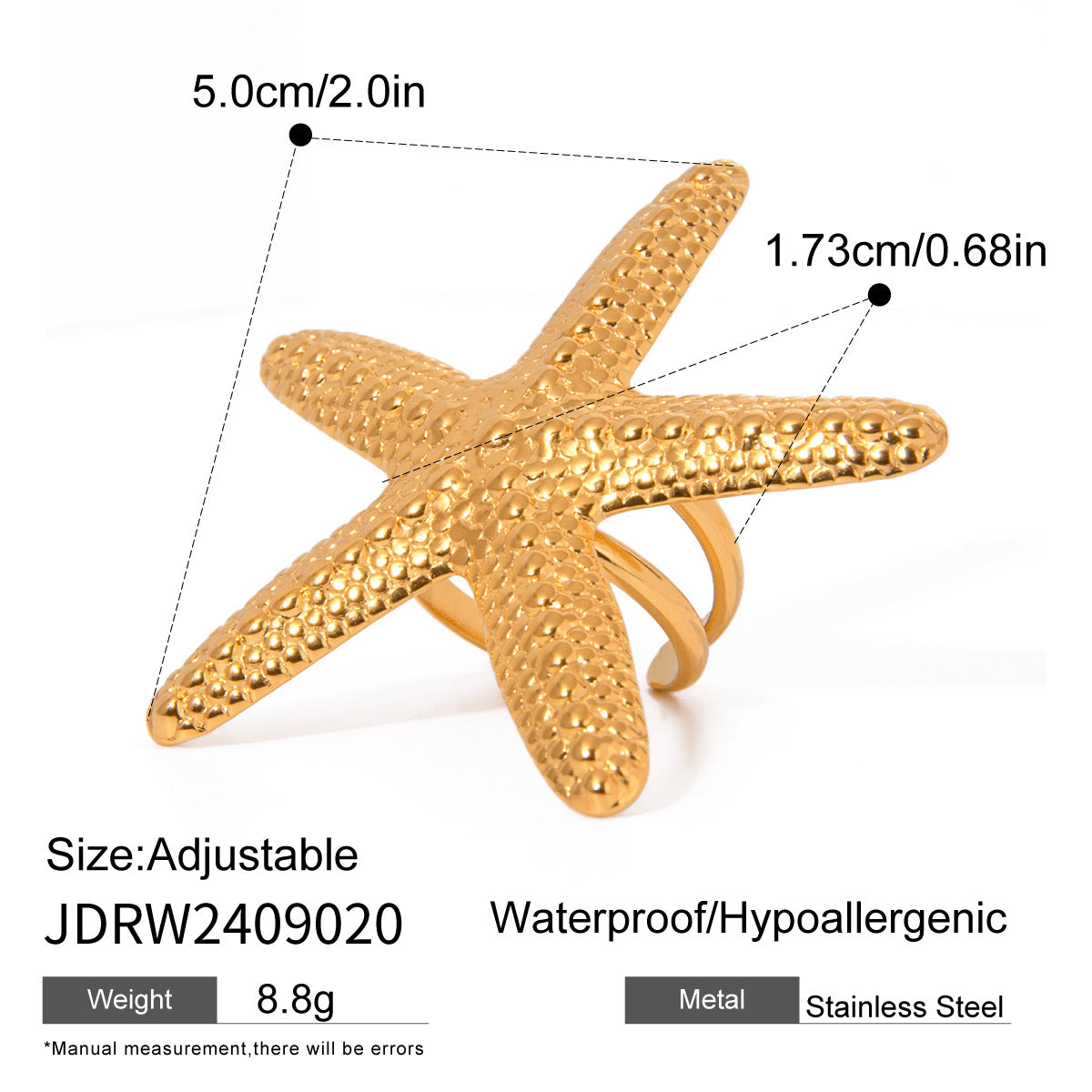 Minimalist Geometric Star Stainless Steel Plated Ring for Women