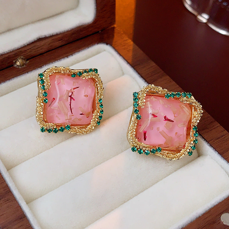 Vintage Geometric Earrings with Gold-Plated Copper Base and Stainless Steel Posts for Women