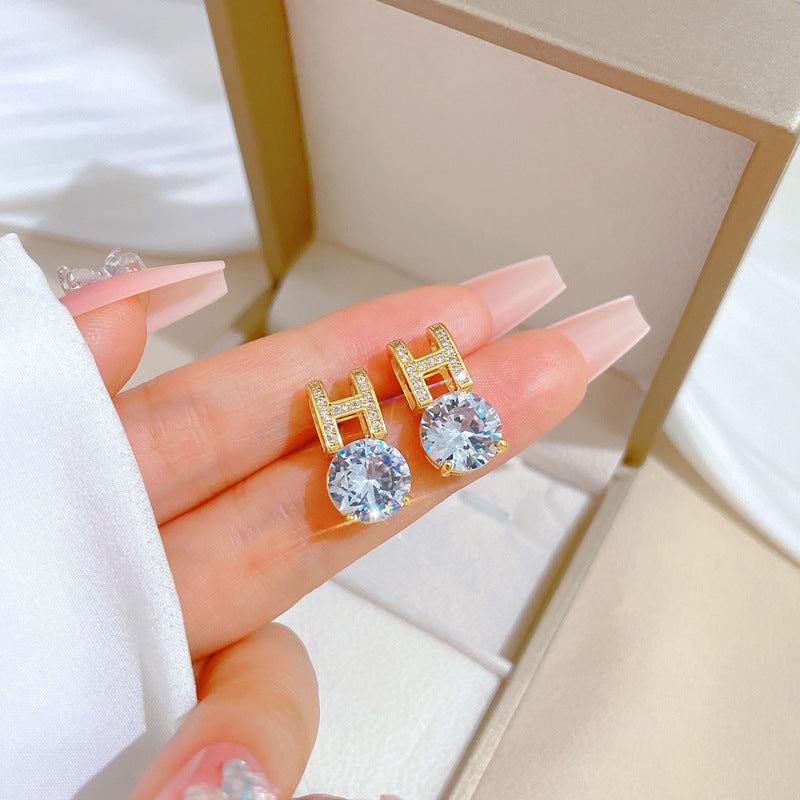 Geometric Stud Earrings for Women with Plated Copper Design, Elegant Long Tassel Drop Earrings, Sweet Style Jewelry