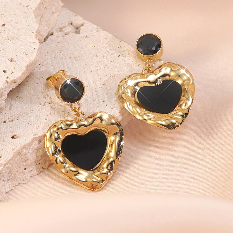 Orecchini Vintage a Cuore in Acciaio Inossidabile