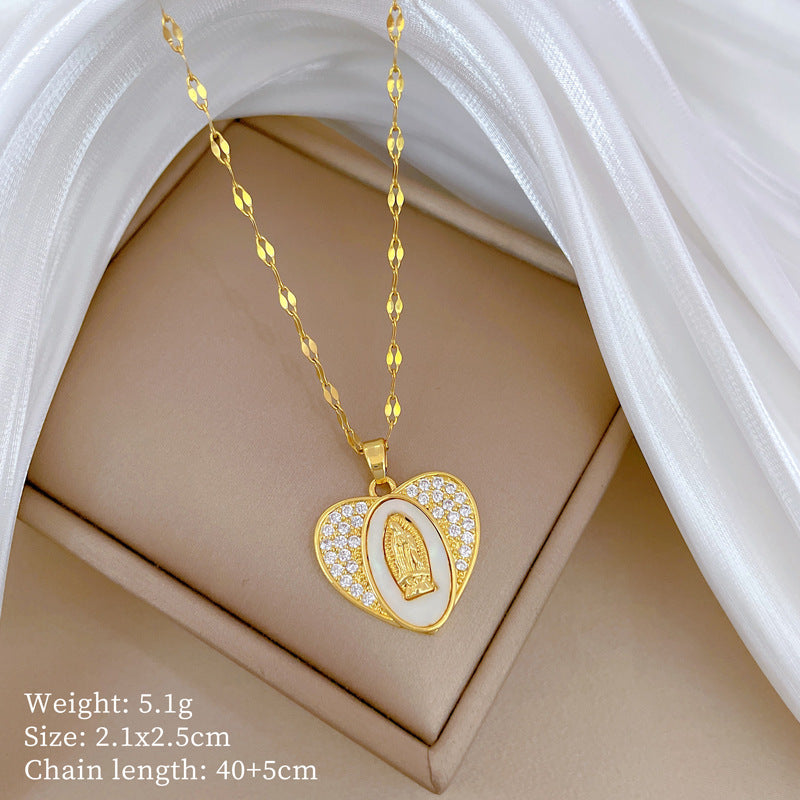 Collar de titanio con diamantes de imitación, cielo estrellado geométrico, para mujer, cadena de labios minimalista, estilo dulce