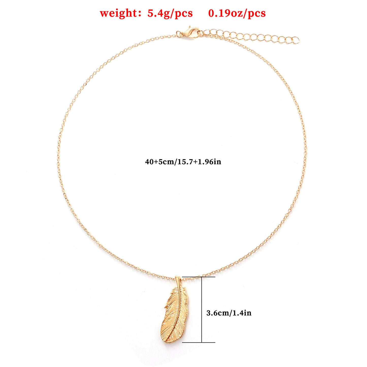 Collar minimalista con colgante de pluma de aleación para mujer con acabado chapado y cadena cruzada