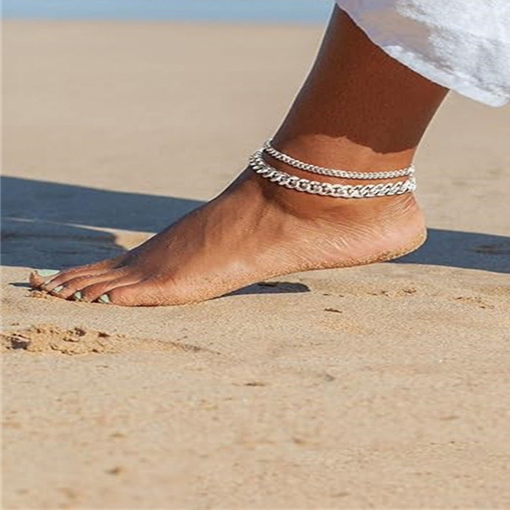 Minimalist Luxury Alloy Cuban Link Chain Anklet for Women