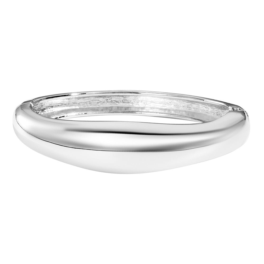 Minimalist Geometric Round Plated Alloy Spring Cuff Bracelet