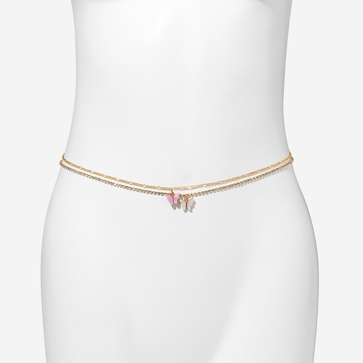 Minimalist Butterfly Body Chain with Double-Layer Tassel Waist Chain in Metal O-Chain Style for Women