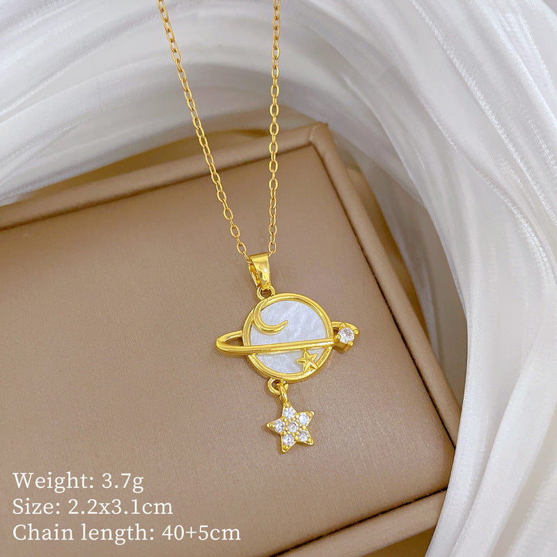 Sweet Minimalist Animal Shape Micro-Inlaid Cubic Zirconia Brass Pendant Titanium Steel Necklace for Unisex