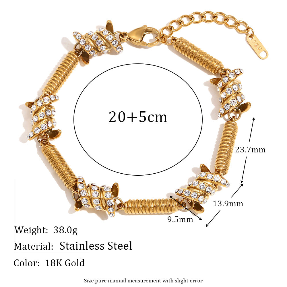 Minimalist Geometric Stainless Steel Plated 18K Gold Spring Knot Hand Chain for Men