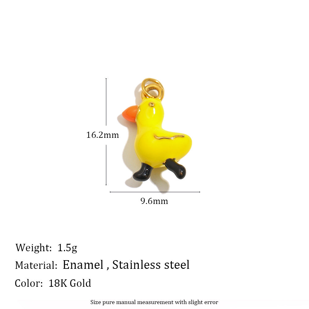 18K Gold Plated Drip Oil Animal Shape Stainless Steel Charm Bar