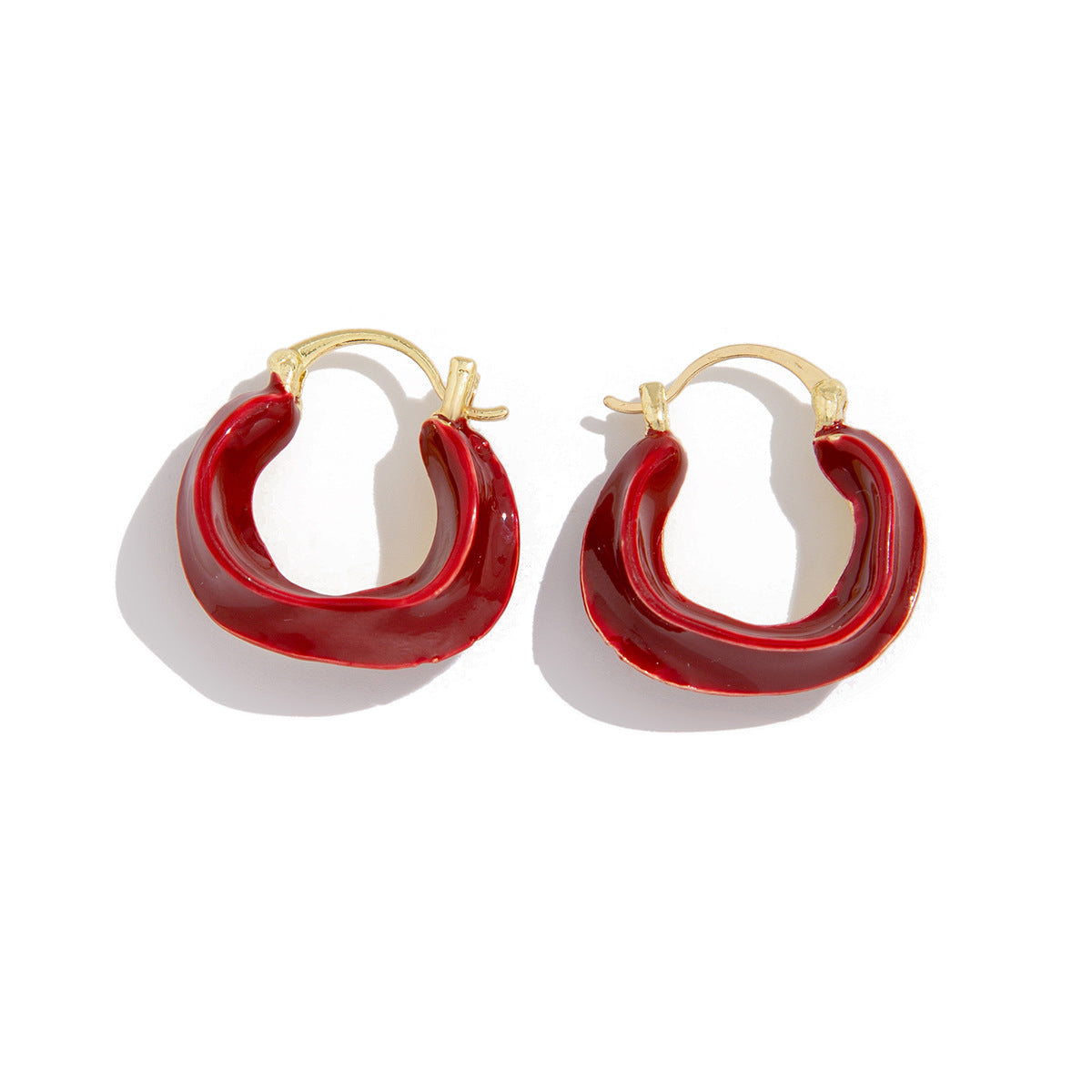 Minimalist Alloy Geometric Bow Drip Oil Earrings for Women