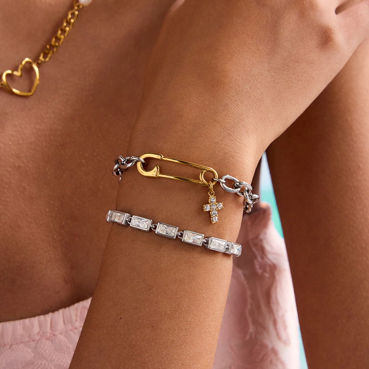 Minimalist Geometric Stainless Steel Plated Bracelet for Women