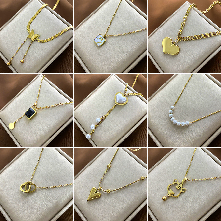 Minimalist Animal-Shaped Titanium Steel Plated Clavicle Necklace for Women