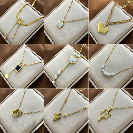 Minimalist Animal-Shaped Titanium Steel Plated Clavicle Necklace for Women