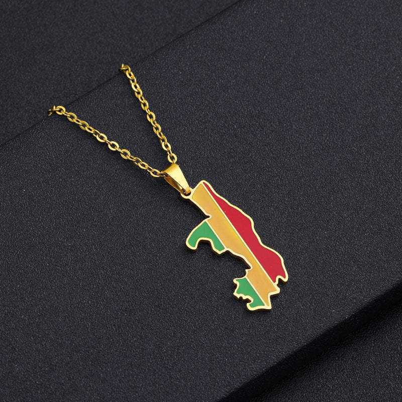 Elegante collana pendente a stella geometrica in acciaio inossidabile con ciondolo in acciaio al titanio e finitura galvanizzata per abbigliamento unisex alla moda