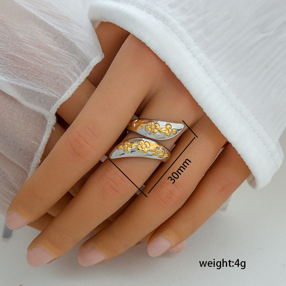 Anillo Ajustable Minimalista Geométrico de Acero Inoxidable con Baño de Oro para Mujer y Hombre