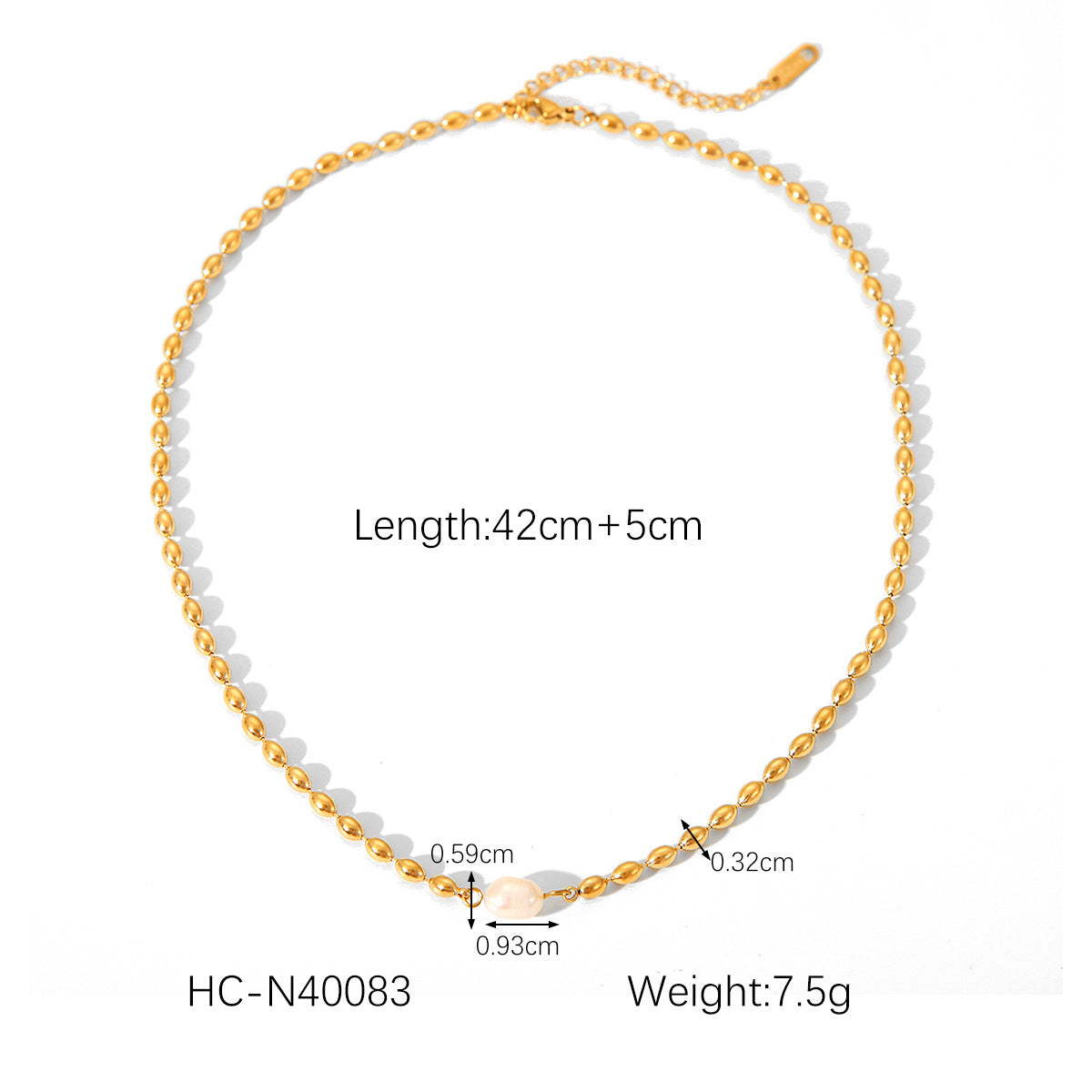 Collana con ciondolo ovale minimalista con perla d'acqua dolce in acciaio inossidabile con design geometrico da donna