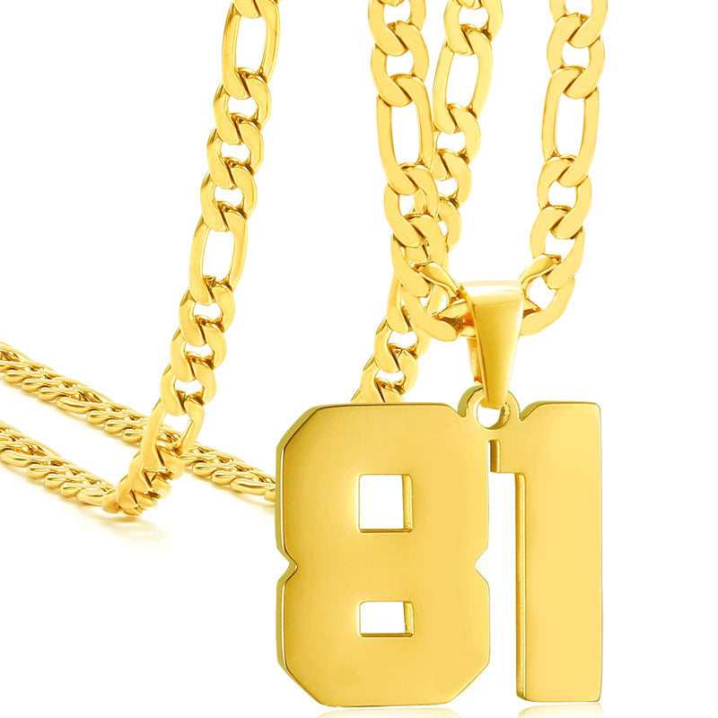 Minimalist Numeric Pendant Necklace for Men and Women Stainless Steel Chain with Polished Titanium Steel Charm