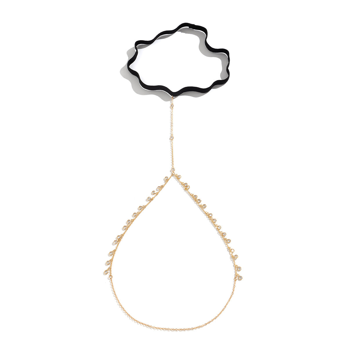 Cavigliera Minimalista Geometrica in Zirconia con Nappa e Fascia Elastica da Donna