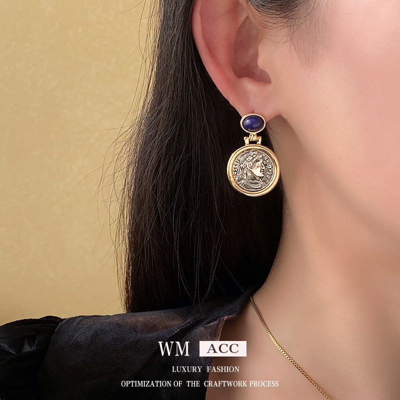 French Style Geometric Round Earrings in Alloy with Plated Finish for Women