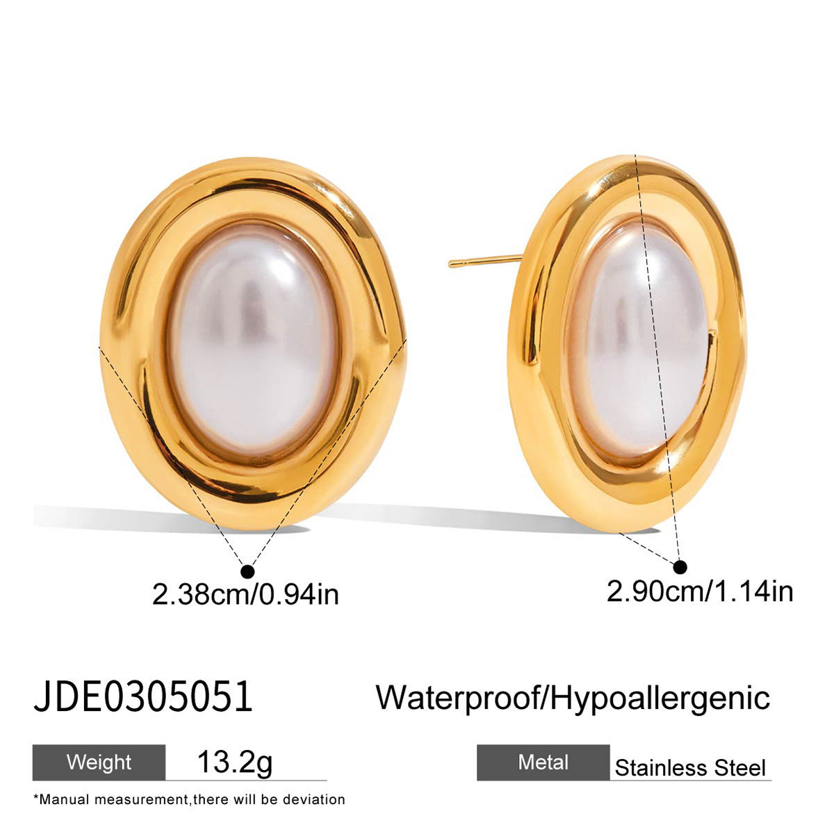 Pendientes de Perlas de Acero Inoxidable Geométricos Vintage para Mujer con Acabado Chapado, Hipoalergénicos, Joyería de Lujo
