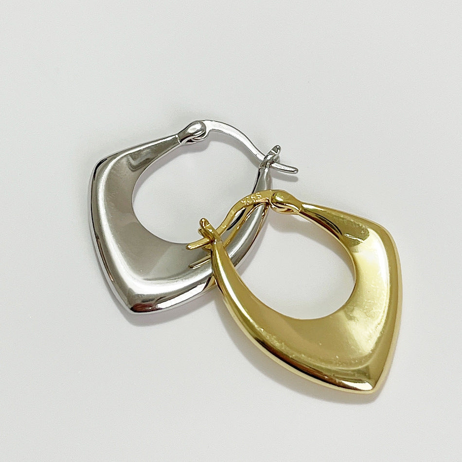 Minimalist Sweet 925 Sterling Silver Teardrop Earrings with Pearl Inlay in 18K Gold and White Gold Plated Finish