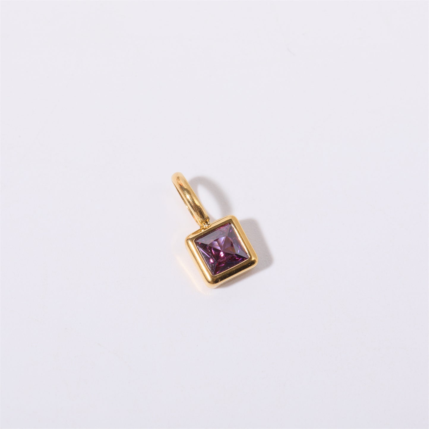 Minimalist Square Titanium Steel Gemstone Charm Bar with Cubic Zirconia Inlay for Women