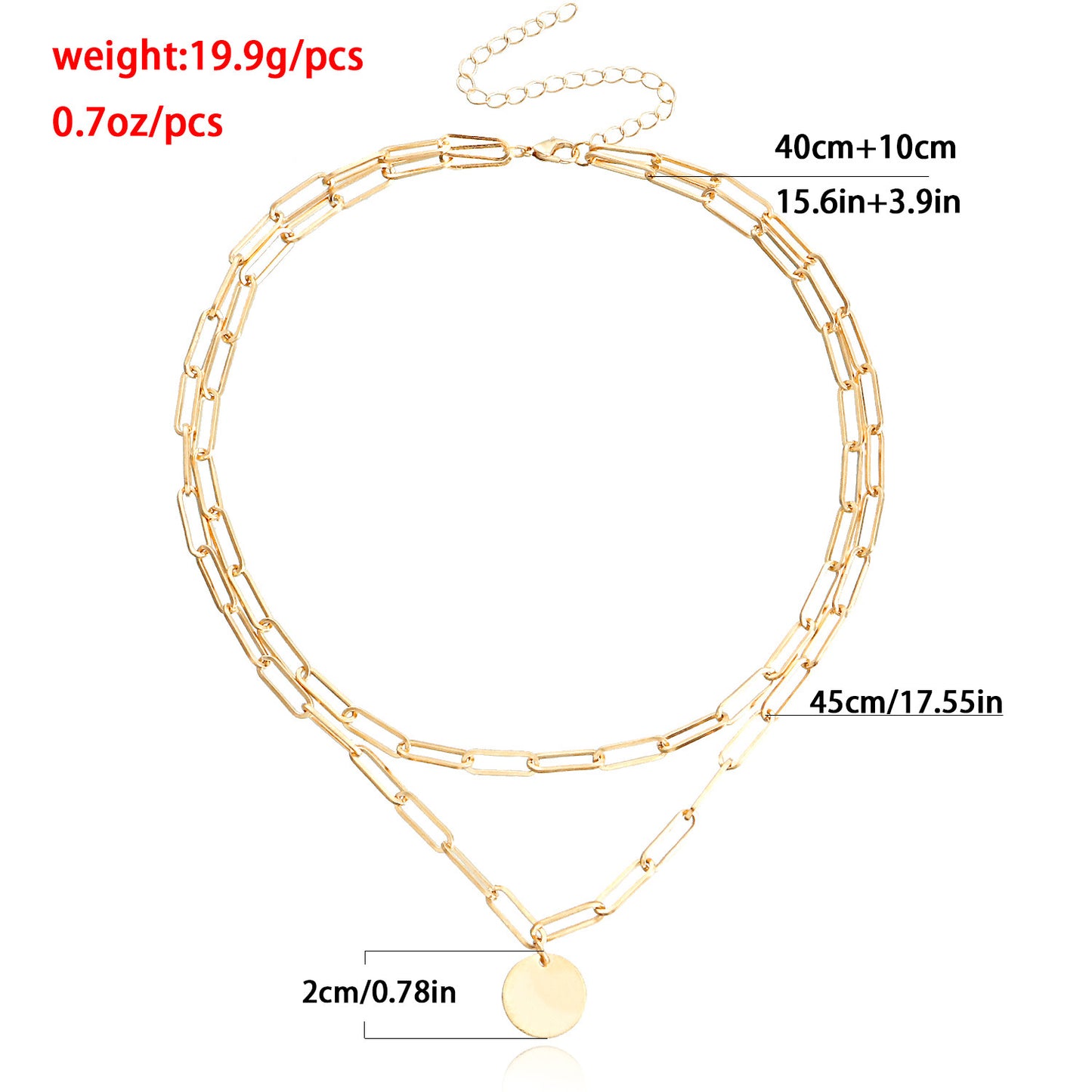 Punk Style Geometric Alloy Choker Necklace with Plated Finish and Double Hoop Design