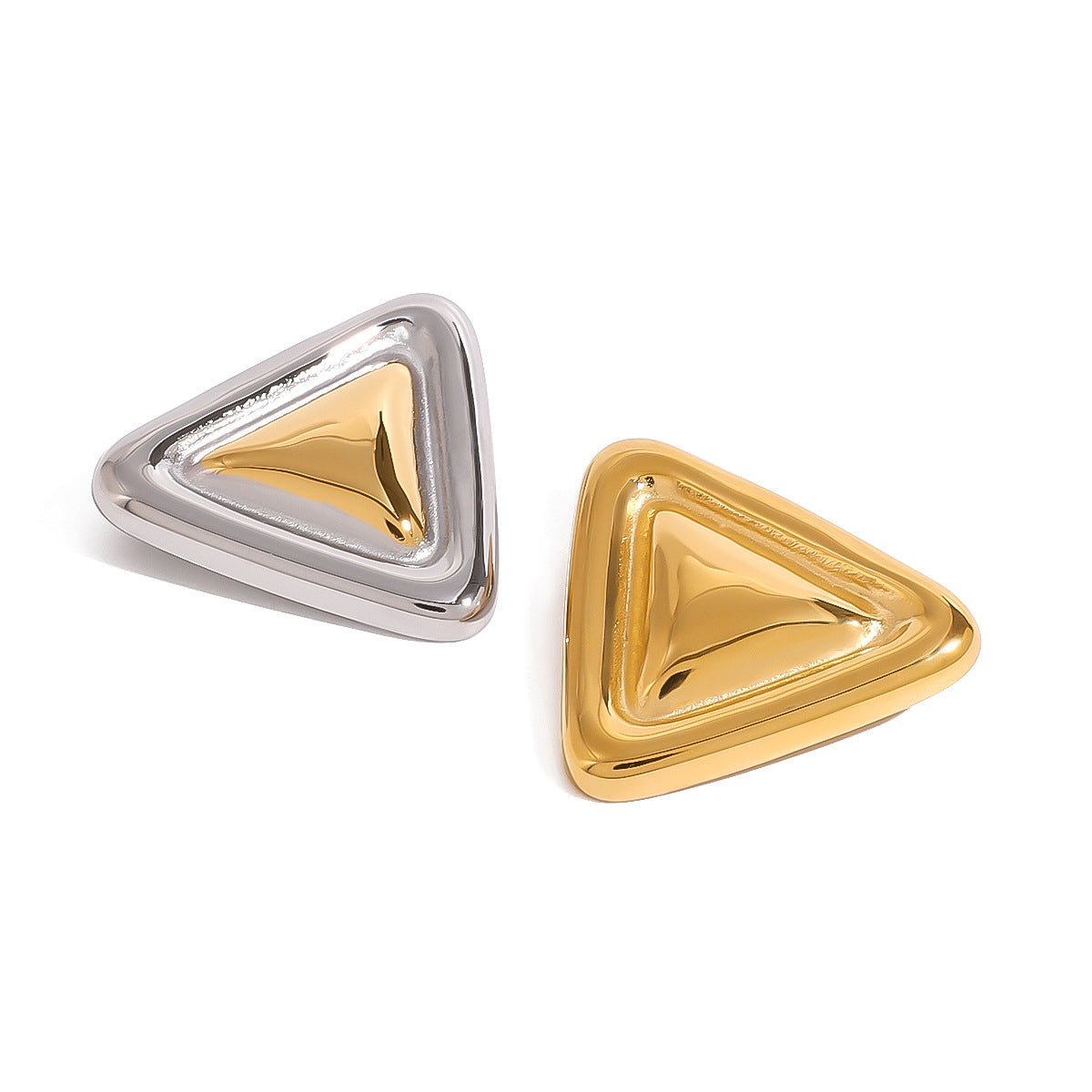 Minimalist Geometric Triangle Plated Stainless Steel Brooch for Women