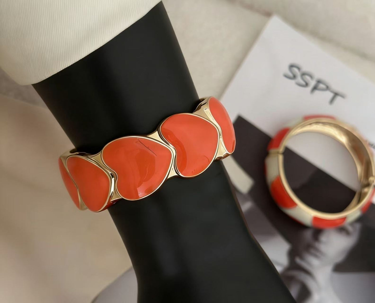 Punk Geometric Zebra Print Enamel Drip Oil Alloy Wide Cuff Bracelet for Women