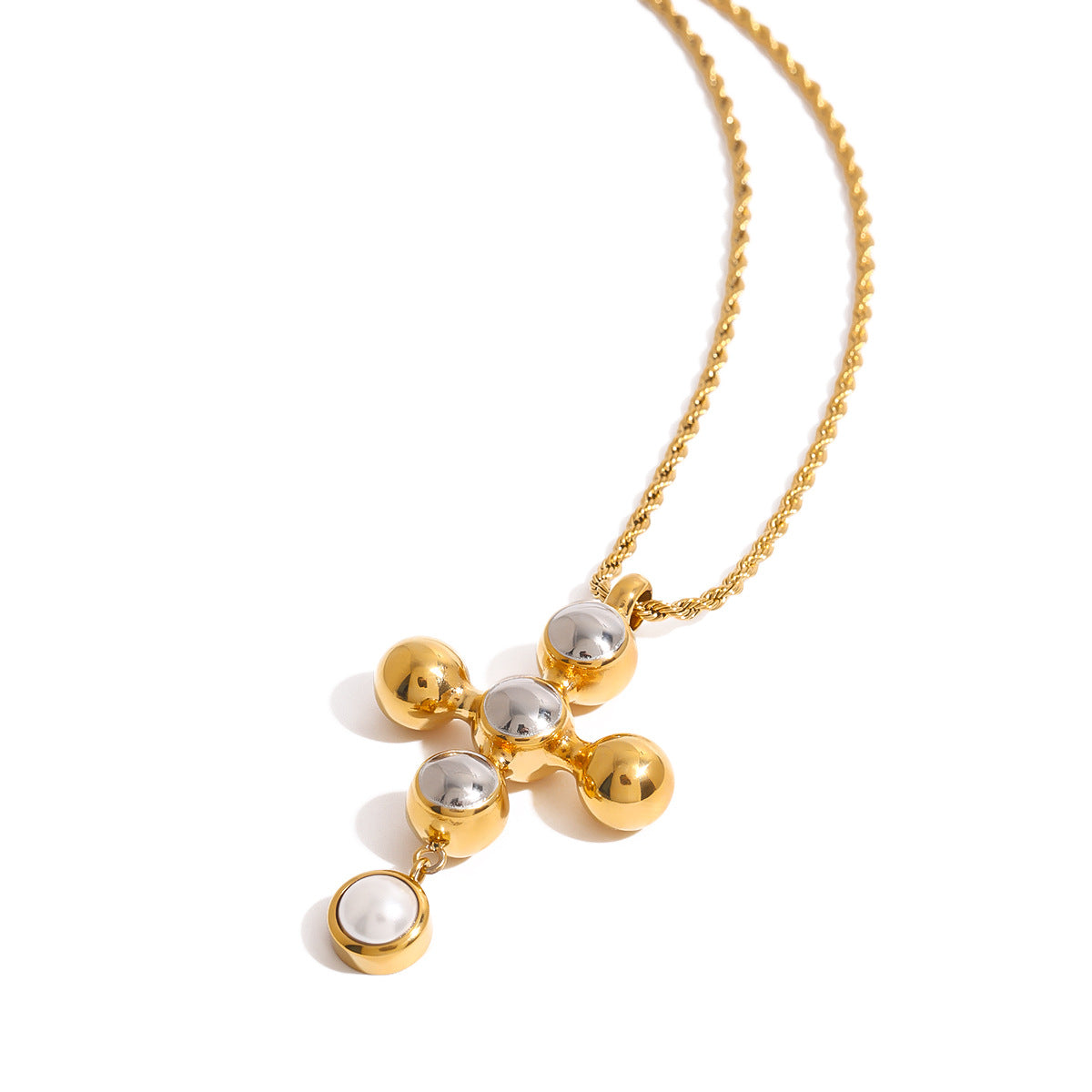 Luxury Elegant Cross Geometric Titanium Steel Plated Stainless Steel Necklace for Women