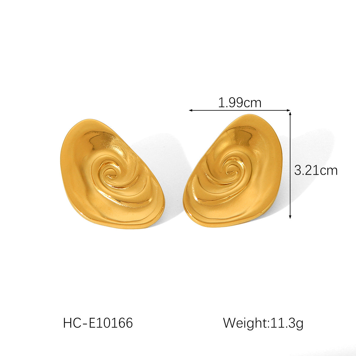 Minimalist Ear Cuff Stainless Steel Ear Studs with 18K Gold Plating in Spiral Seashell Shape for Women
