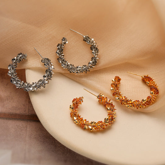 Pendientes de Cobre con Baño de Oro y Forma Irregular Geométrica para Mujer, Pendientes de Uso Diario Modernos y Versátiles